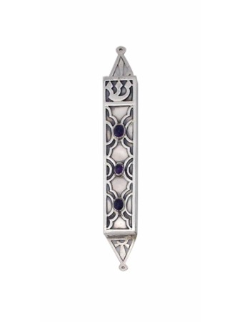 Étui rectangulaire en argent Mezuzah avec Ameth naturel, Avi Nadav Mezuzah
