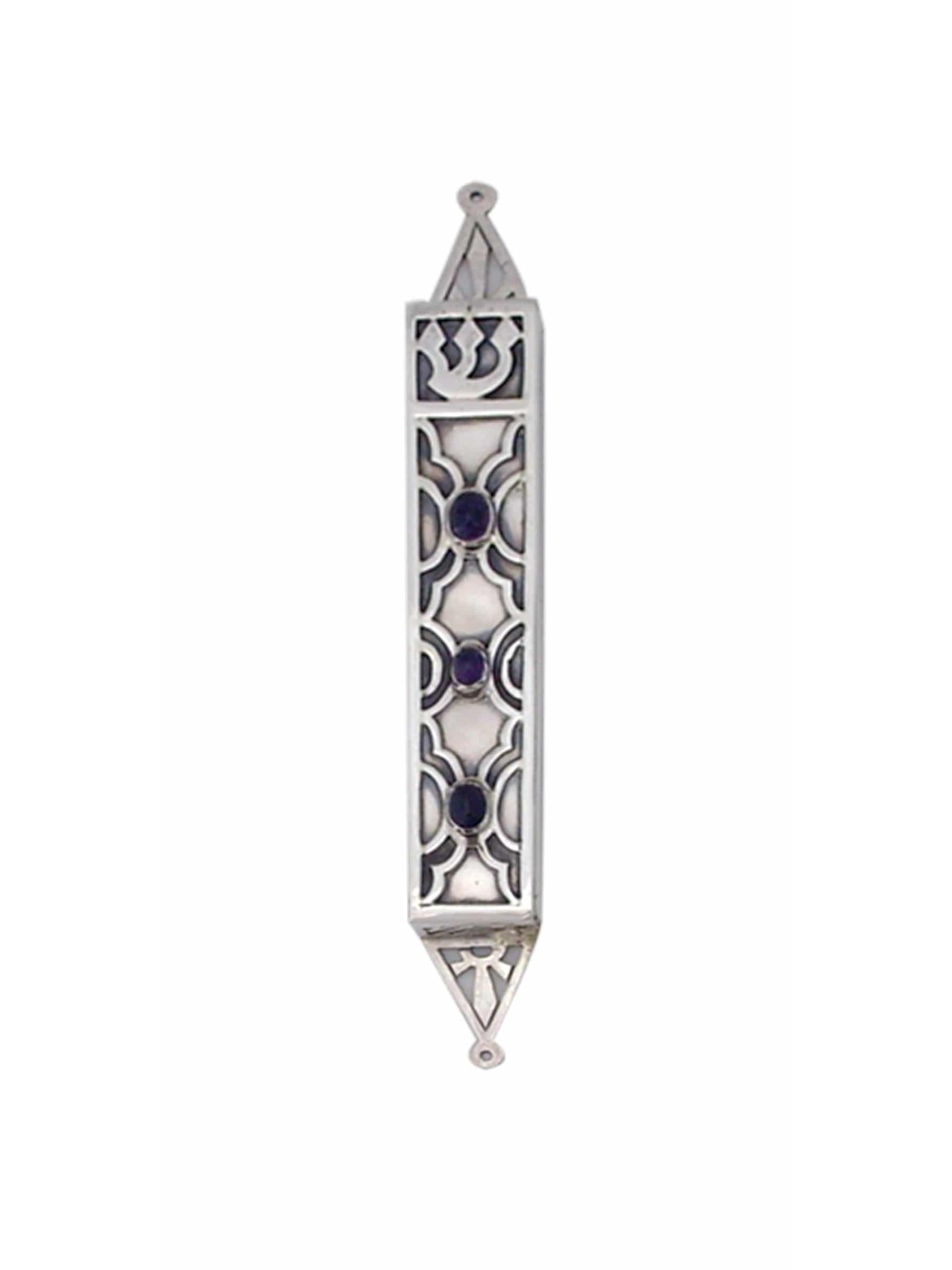 Rectangular Silver Mezuzah Case with Natural Ameth , Avi Nadav Mezuzah