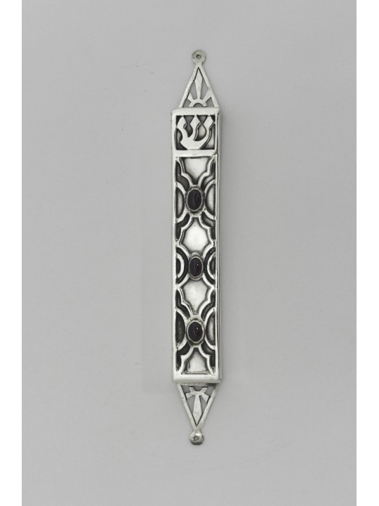 Rectangular Silver Mezuzah Case with Natural Ameth , Avi Nadav Mezuzah