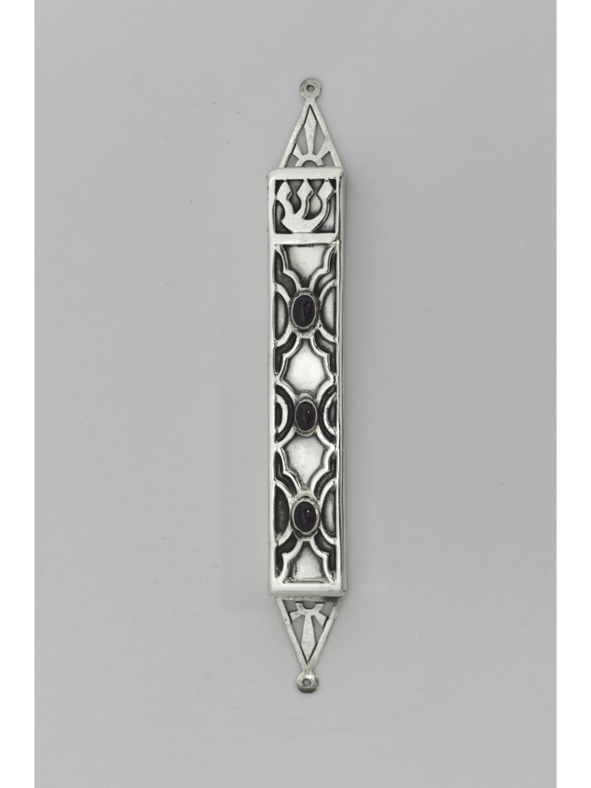 Étui rectangulaire en argent Mezuzah avec Ameth naturel, Avi Nadav Mezuzah