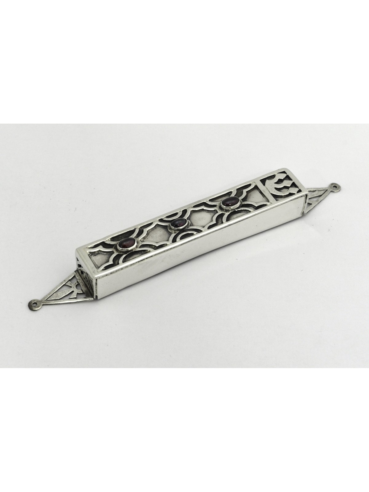 Étui rectangulaire en argent Mezuzah avec Ameth naturel, Avi Nadav Mezuzah