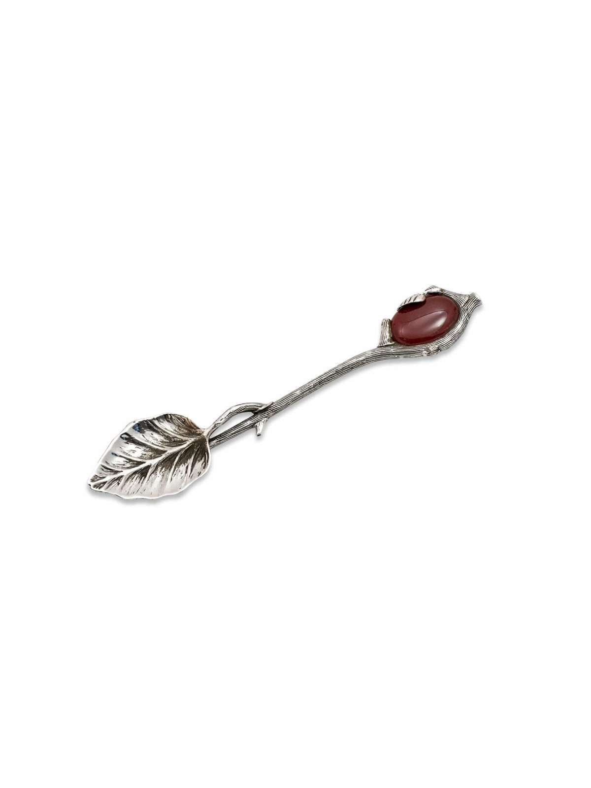 Cuillère en forme de feuille avec pierre de cornaline naturelle, Birth & Brit Mila