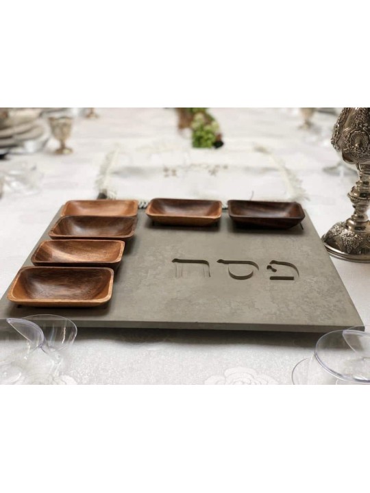 Plaque de Seder minimaliste en béton solide avec, cadeaux de Pâque,