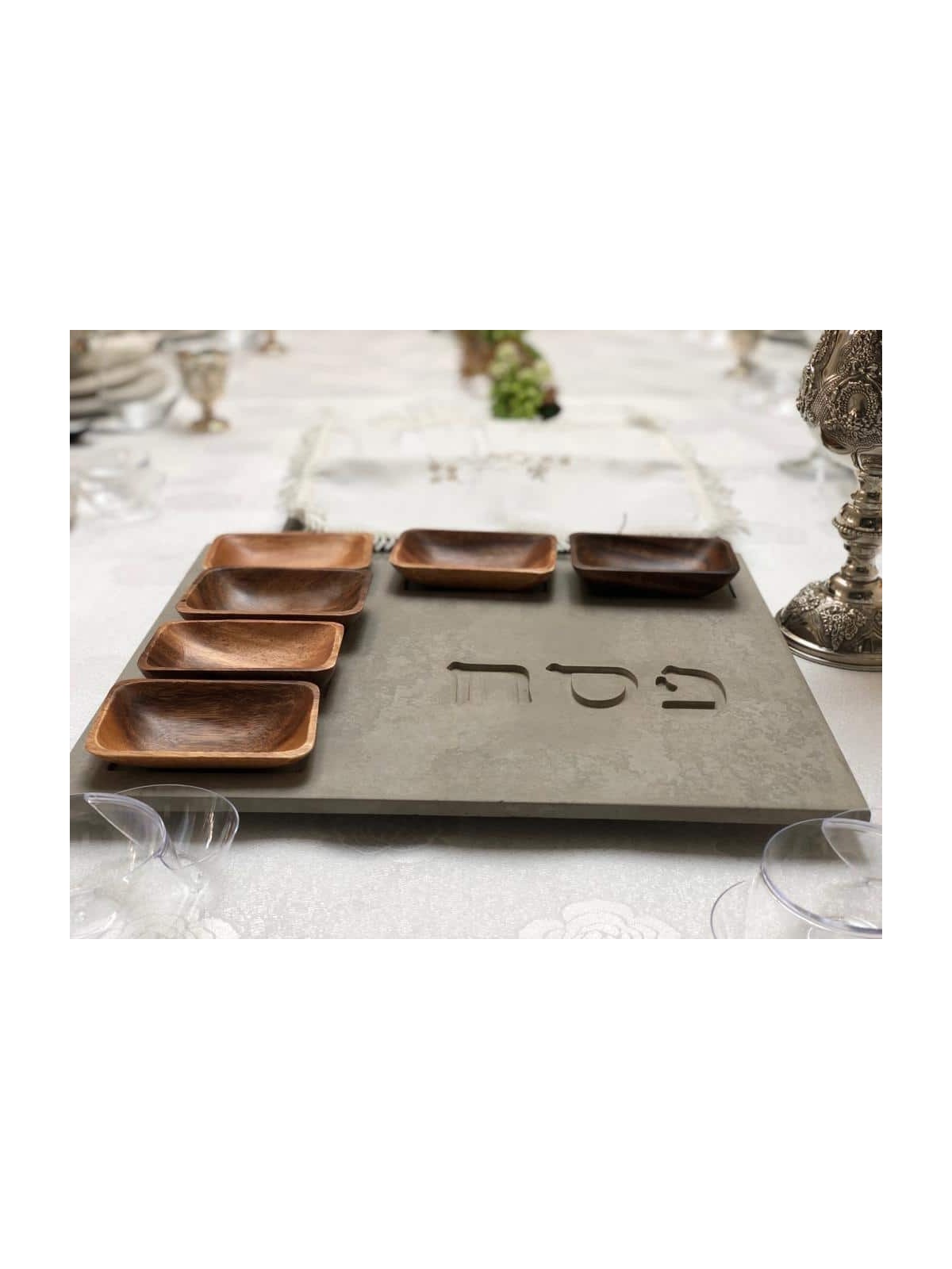 Plaque de Seder minimaliste en béton solide avec, cadeaux de Pâque,