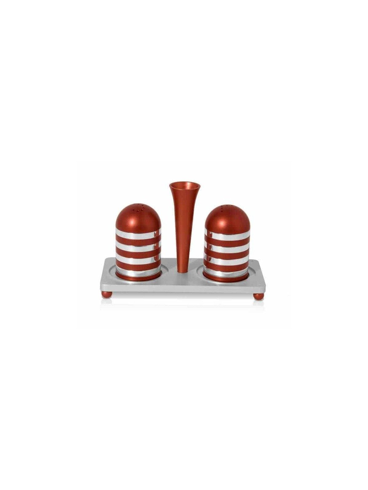 Stylish Aluminum Salt and Pepper with Tray Set , Jewish Housewarming ,