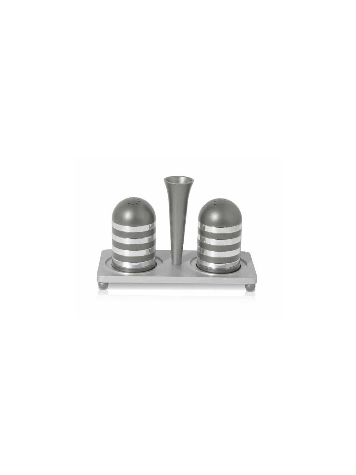 Stylish Aluminum Salt and Pepper with Tray Set , Jewish Housewarming ,