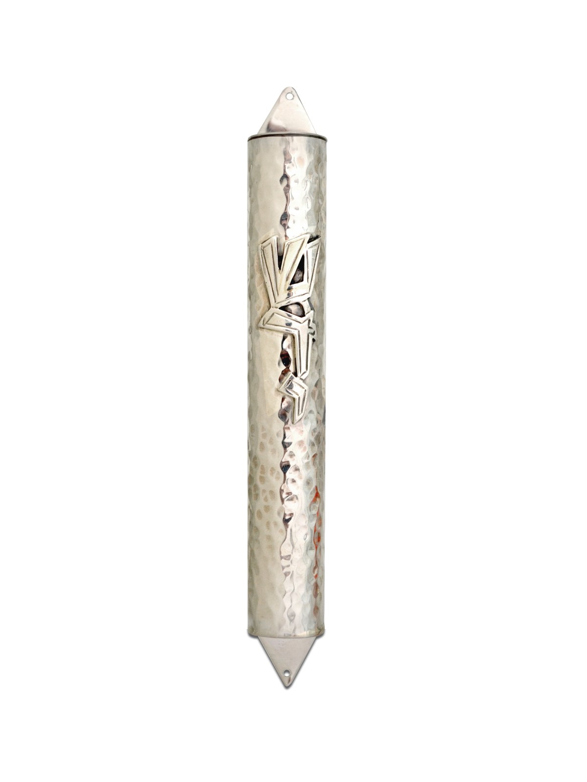 Grand boîtier Mezuzah en argent avec finition martelée, Avi Nadav Mezuzah Cas