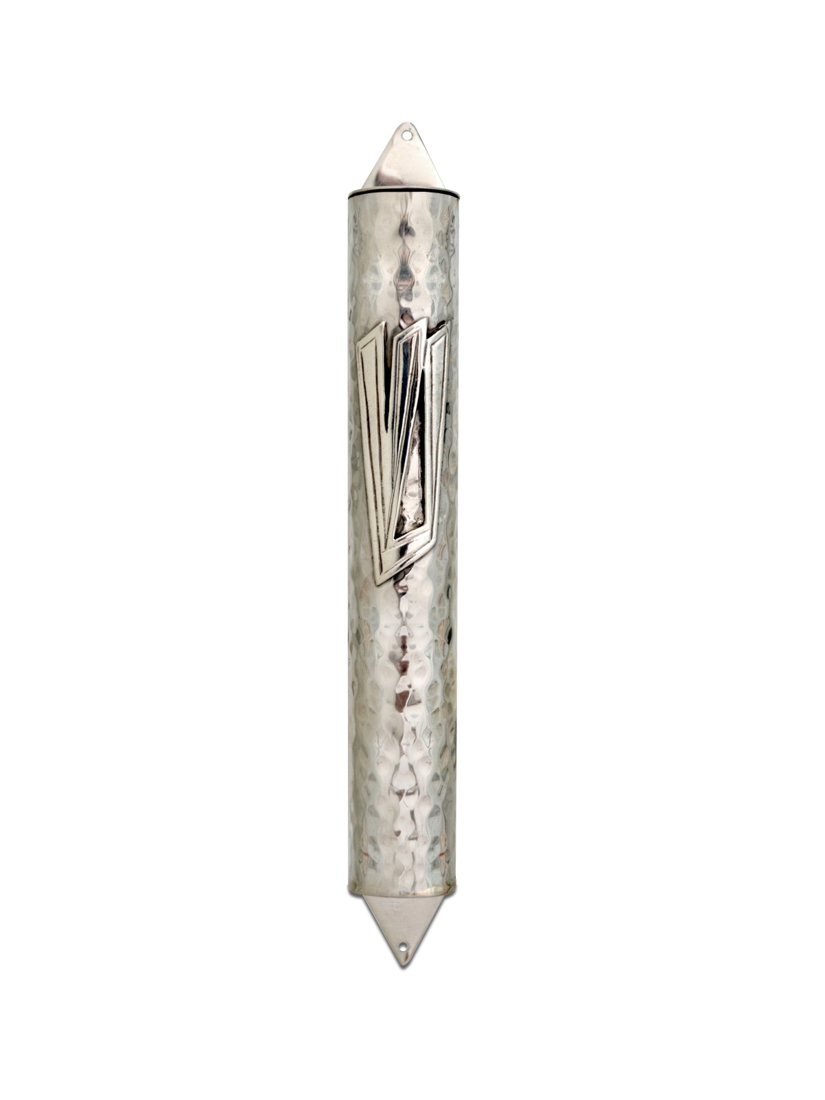 Grand boîtier Mezuzah en argent avec finition martelée, Avi Nadav Mezuzah Cas