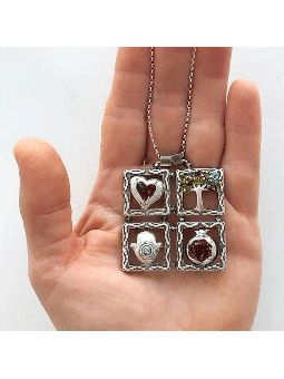 Four Pieces Unique Blessing Silver Pendant , Sterling Silver Family Ne