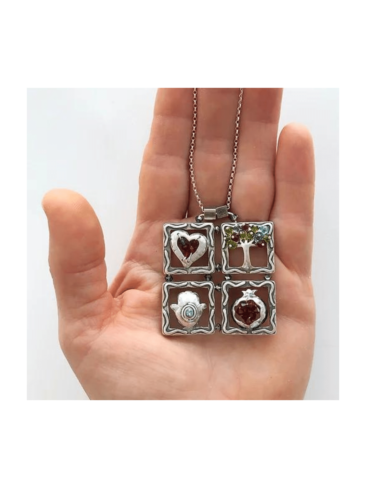 Four Pieces Unique Blessing Silver Pendant , Sterling Silver Family Ne