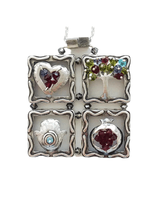 Pendentif en argent de bénédiction Unique de quatre pièces, famille en argent Sterling Ne