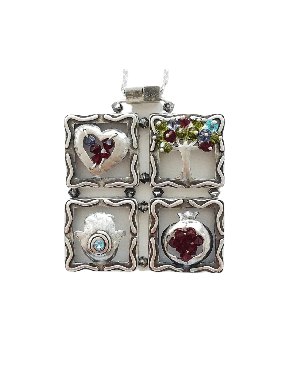 Four Pieces Unique Blessing Silver Pendant , Sterling Silver Family Ne