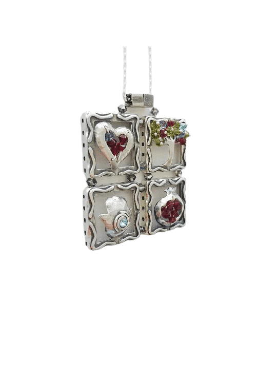 Pendentif en argent de bénédiction Unique de quatre pièces, famille en argent Sterling Ne
