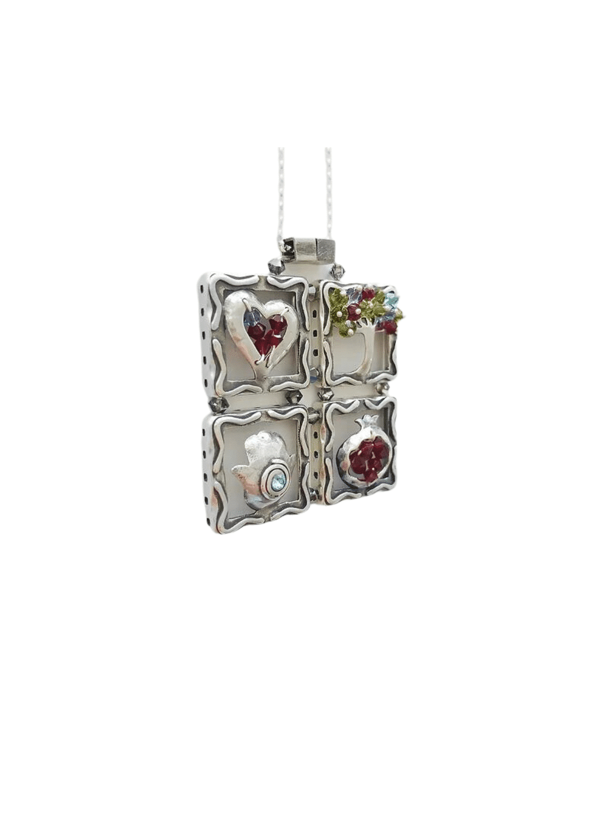 Four Pieces Unique Blessing Silver Pendant , Sterling Silver Family Ne