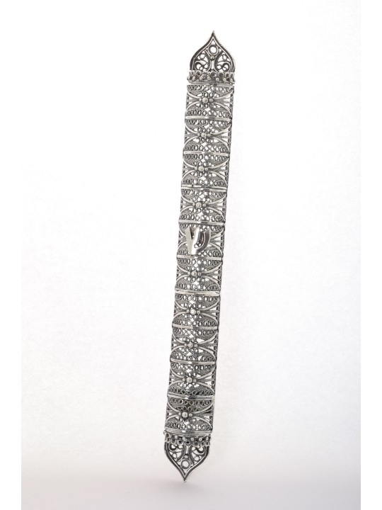 Handmade Large Sterling Silver Filigree Mezuzah Ca , Tu B'Av Gifts , I