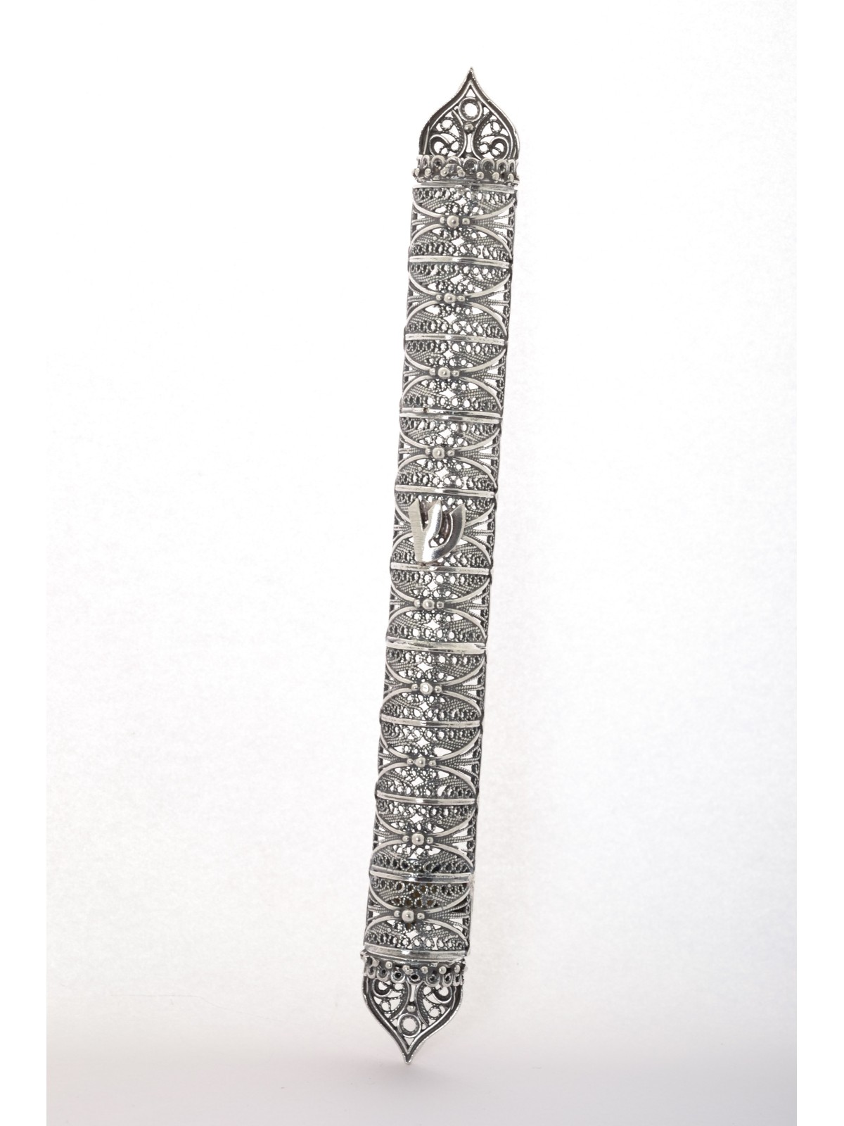 Handmade Large Sterling Silver Filigree Mezuzah Ca , Tu B'Av Gifts , I