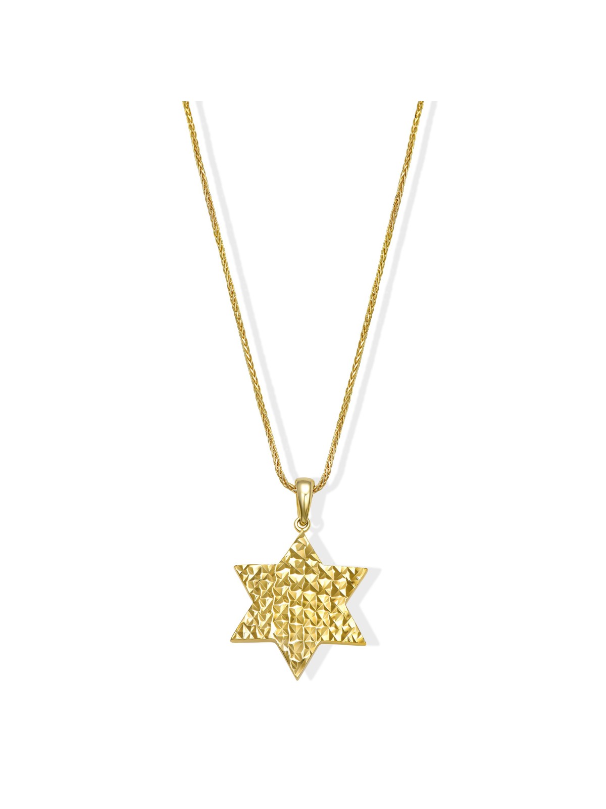 Pendentif étoile de David texturé en or 14 carats de grande taille N , Cadeaux Tu B'Av , I