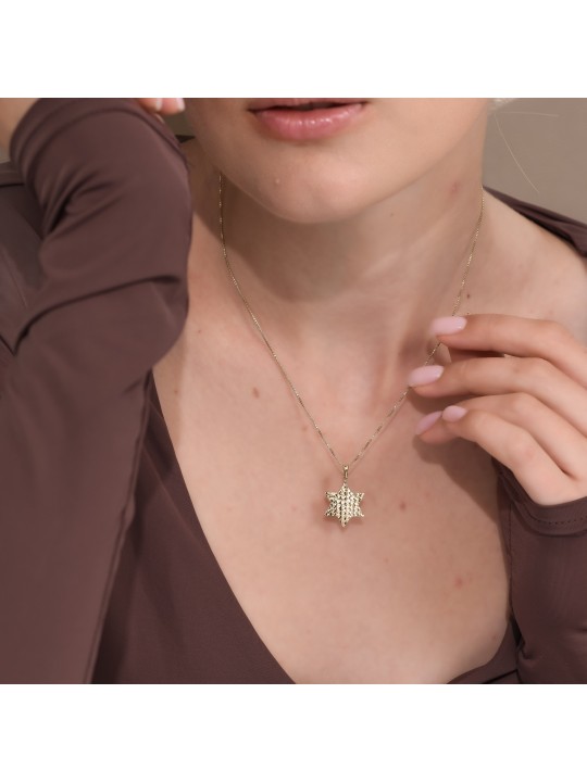 Big Size Textured 14k Gold Star of David Pendant N , Tu B'Av Gifts , I