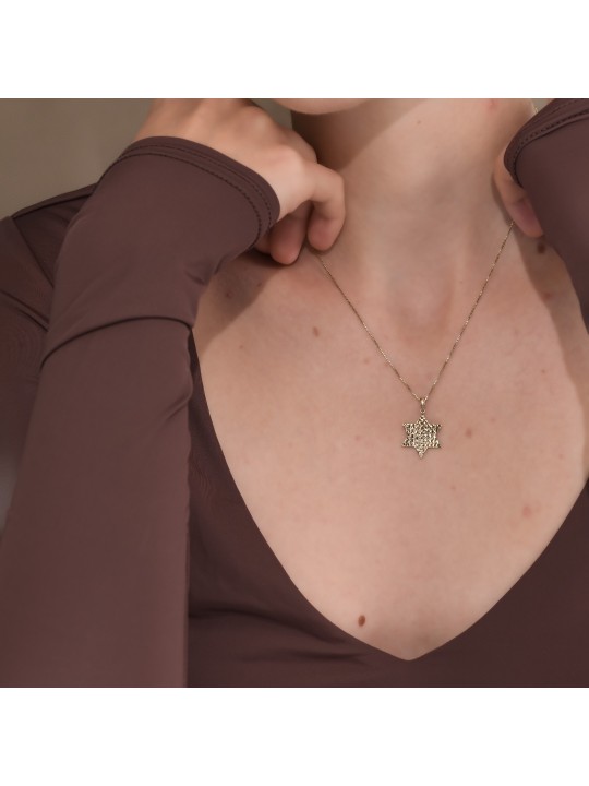 Pendentif étoile de David texturé en or 14 carats de grande taille N , Cadeaux Tu B'Av , I