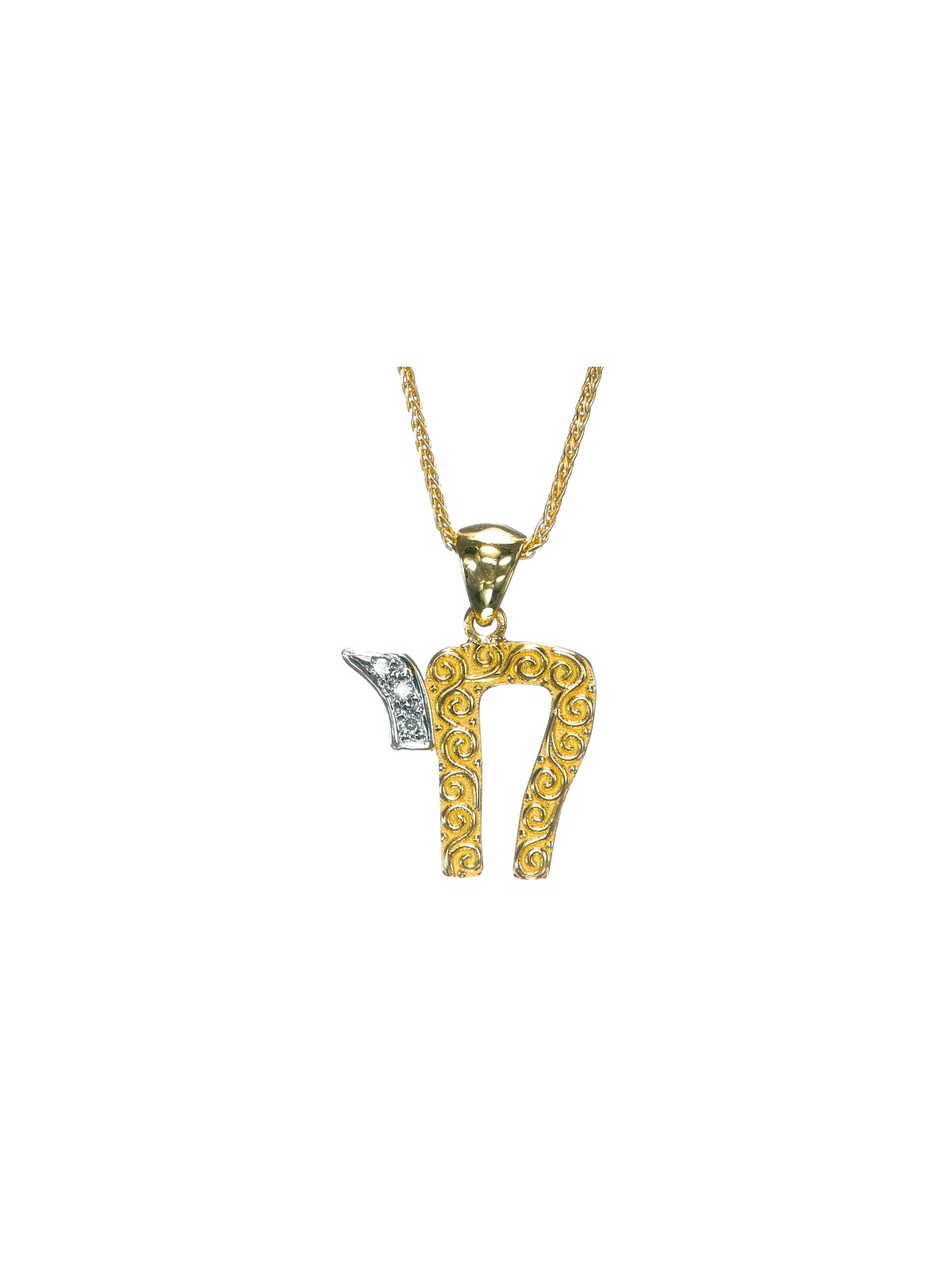 Pendentif Chai en filigrane en or 14 carats et diamants naturels, cadeaux Tu B'Av, I