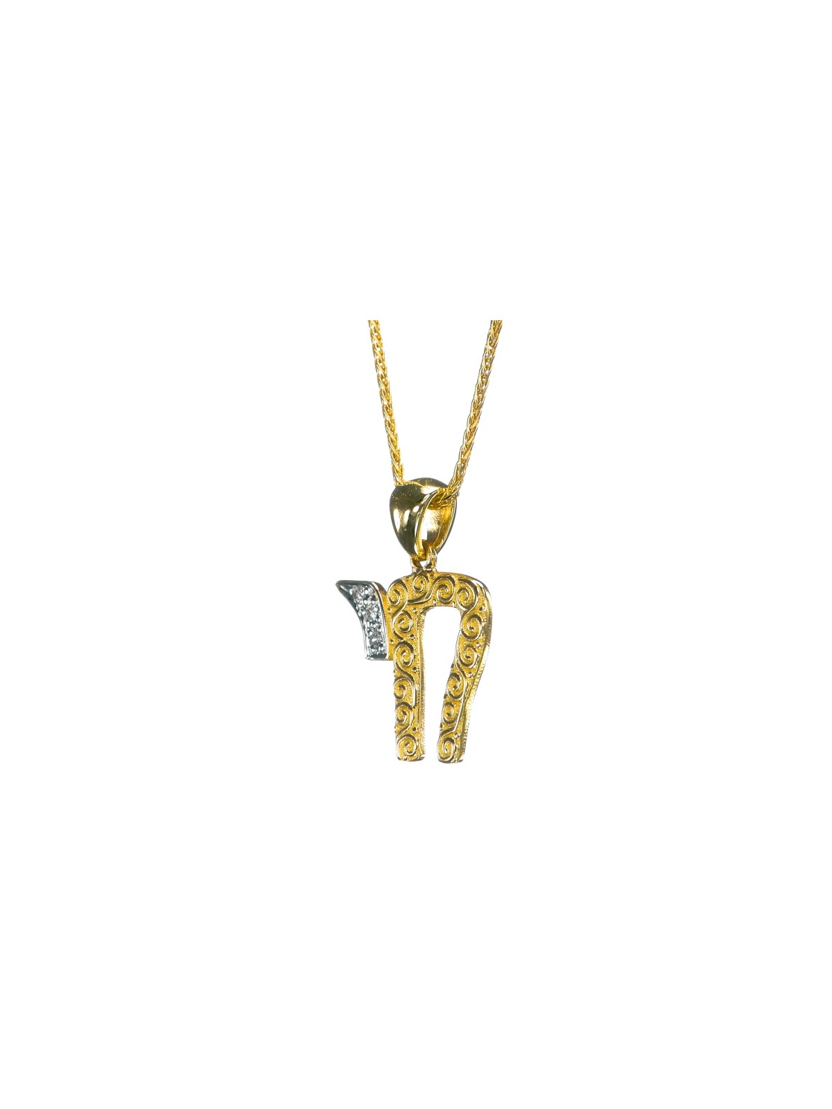 Pendentif Chai en filigrane en or 14 carats et diamants naturels, cadeaux Tu B'Av, I