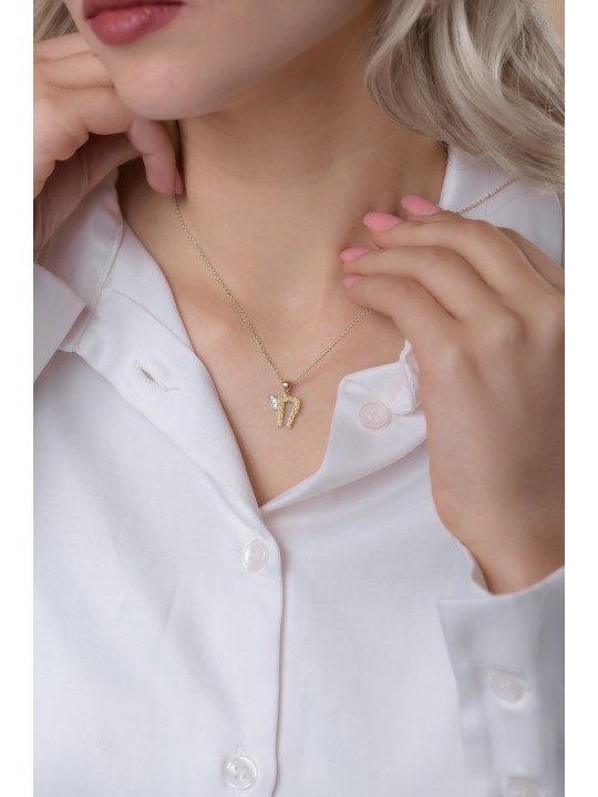 Pendentif Chai en filigrane en or 14 carats et diamants naturels, cadeaux Tu B'Av, I