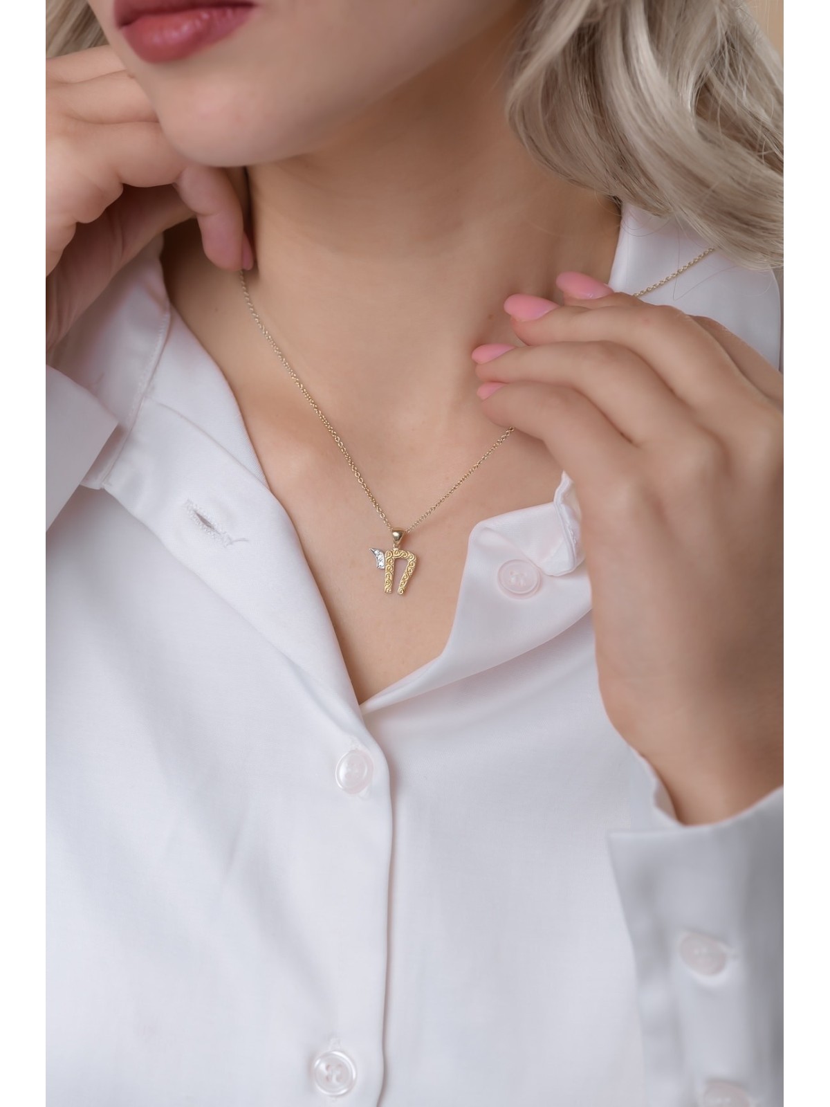 14K Gold and Natural Diamond Filigree Chai Pendant , Tu B'Av Gifts , I