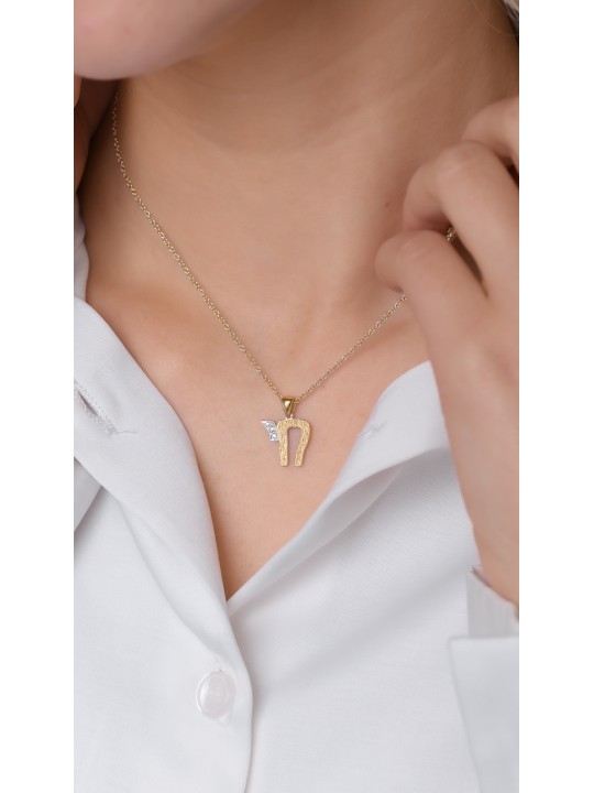 Pendentif Chai de forme ronde en or 14 carats avec diamètre naturel, cadeaux Tu B'Av, I