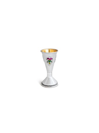 Unique Silver Baby Kiddush Cup With Colorful Cold  , Passover Gifts ,