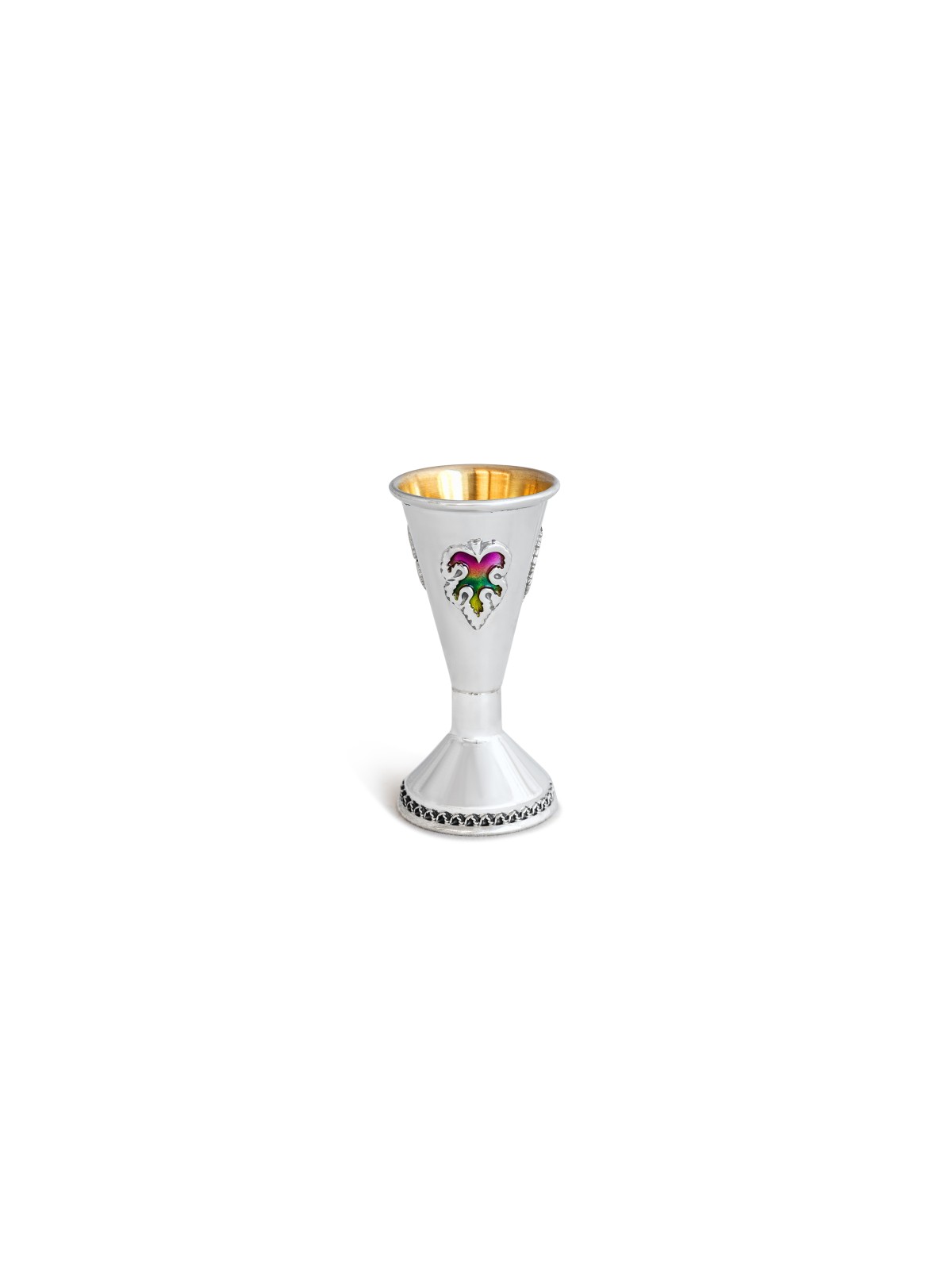 Unique Silver Baby Kiddush Cup With Colorful Cold  , Passover Gifts ,