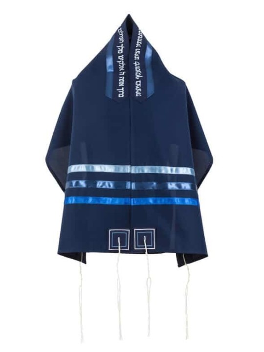 Châle de prière brodé Blue Set, Talit, Judaica israélien