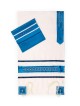 Châle de prière brodé bleu clair, Talit, Judaica israélien