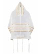 Châle de prière brodé blanc, Talit, Judaica israélien