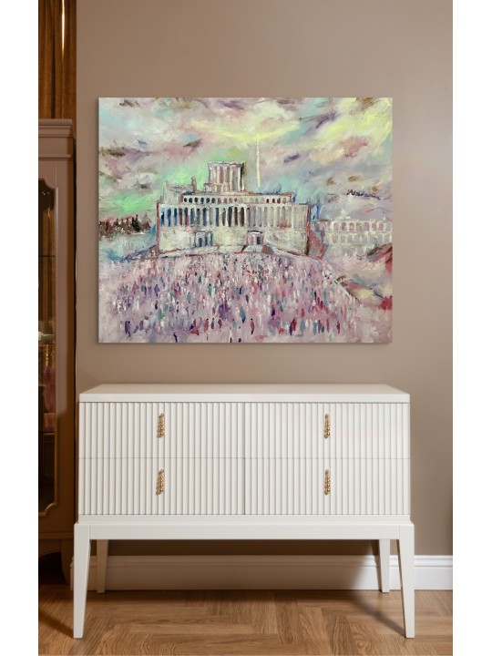 Peinture abstraite d’Aliyah Laregel à Jérusalem T, résumé juif A