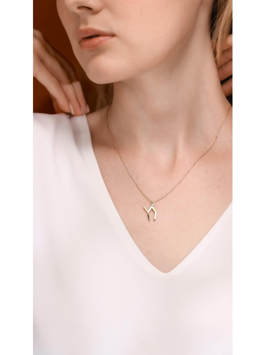 14K Gold Chai Pendant Inspired by Child House Draw , Tu B'Av Gifts , I