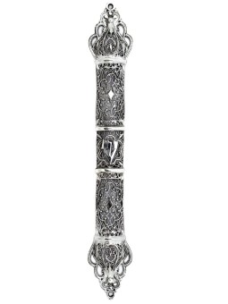 Extra Large Mezuzah Case with Delicate Filigree , Extra Large Mezuzah