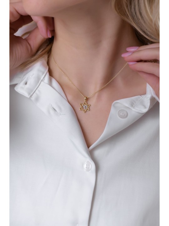 Small Diamond and Gold Star of David with Chai Pen , Tu B'Av Gifts , I