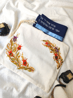 Luxury Pomegranates Tallit and Tefillin Bags with  , Tallit and Tefill