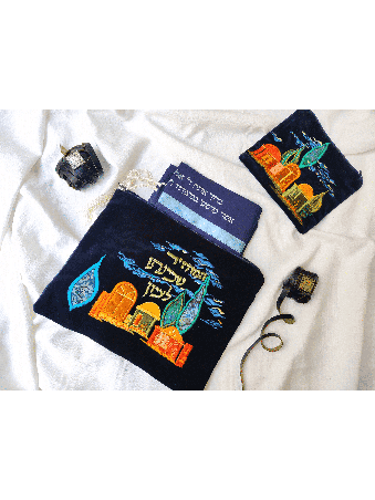 Modèles de Jérusalem faits à la main Tallit et Tefillin Ca, Tallit et Tefill