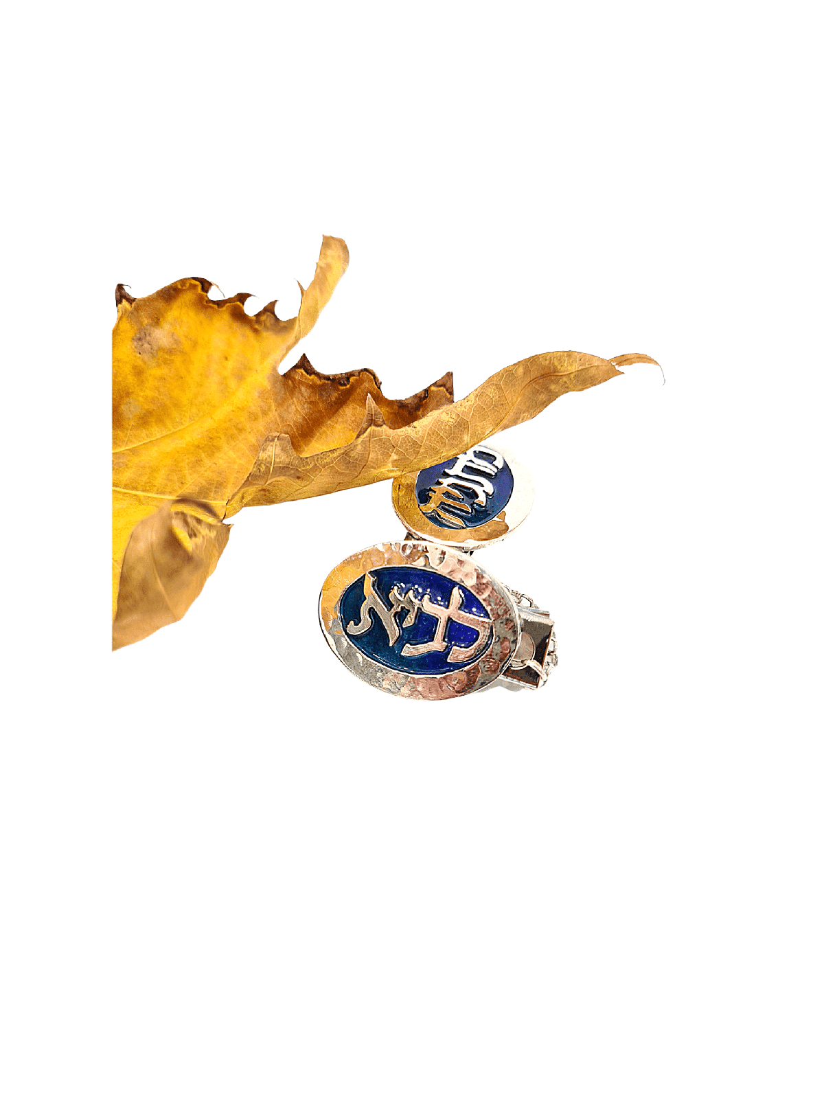 Hammered Custom Tallit Clips with Enamel , Tallit Clips , Israeli Juda