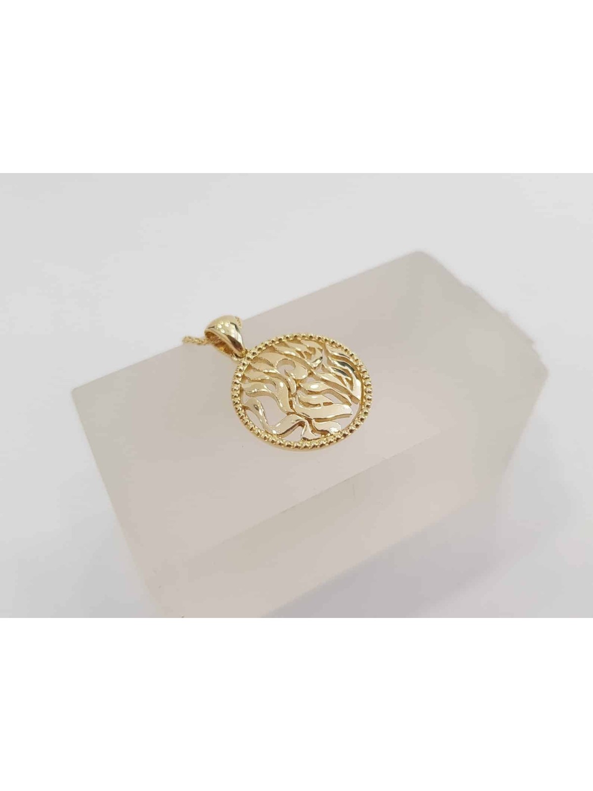 Beautiful Shema Israel Yellow 14K Gold Pendant , Tu B'Av Gifts , Israe