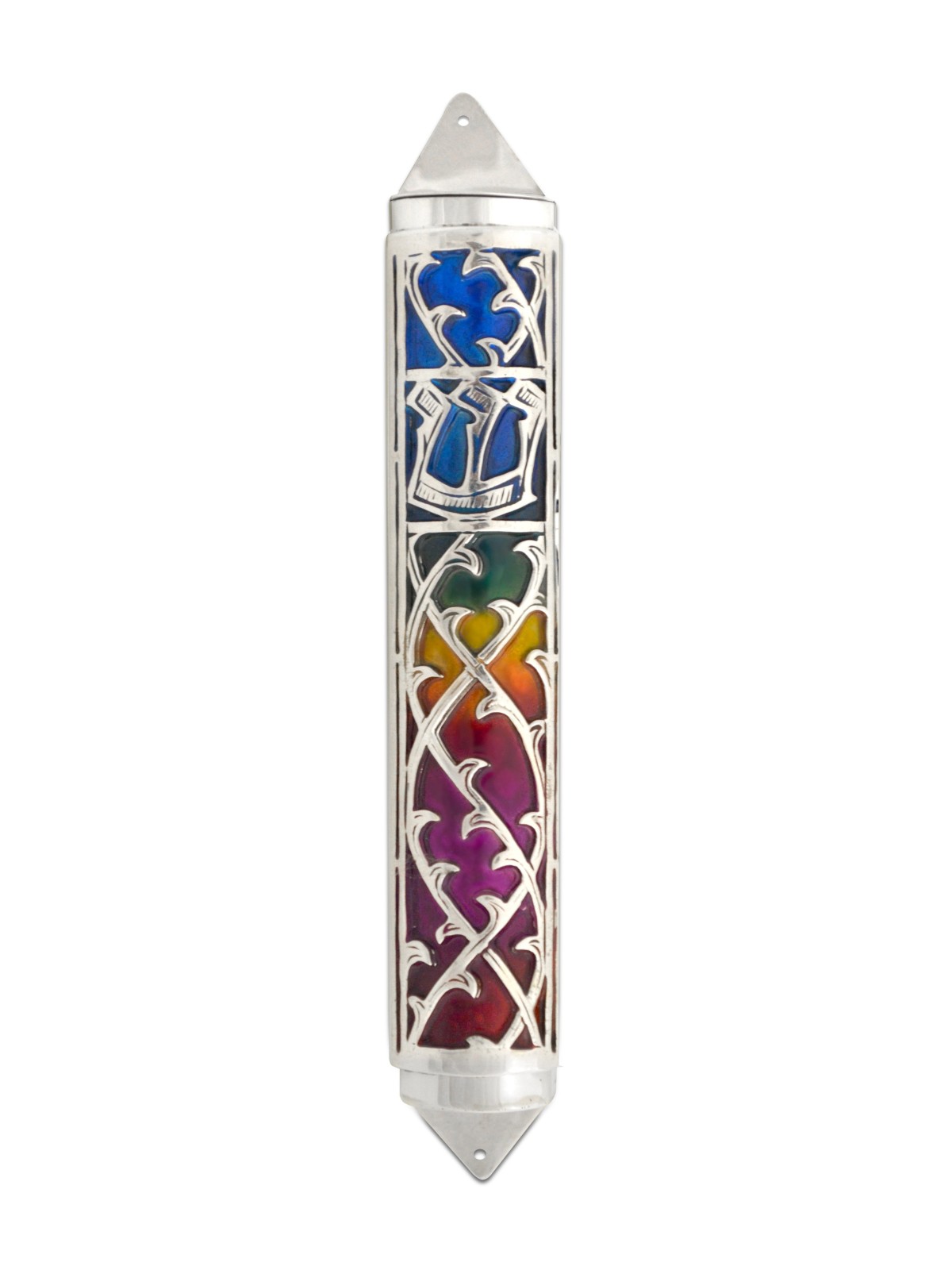 Étui coloré en argent sterling Mezuzah, étuis Avi Nadav Mezuzah, Isra