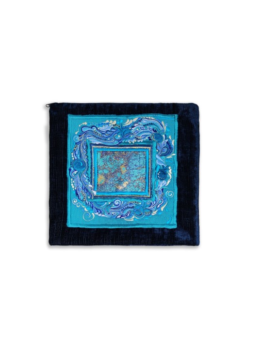 Unique Embroidered Turquoise Pomegranates Tallis & , Tallit and Tefill
