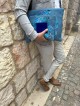 Sac Talit et Tefillin en tissu de velours tissé bleu S, Tallit et Tefill