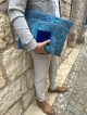 Sac Talit et Tefillin en tissu de velours tissé bleu S, Tallit et Tefill