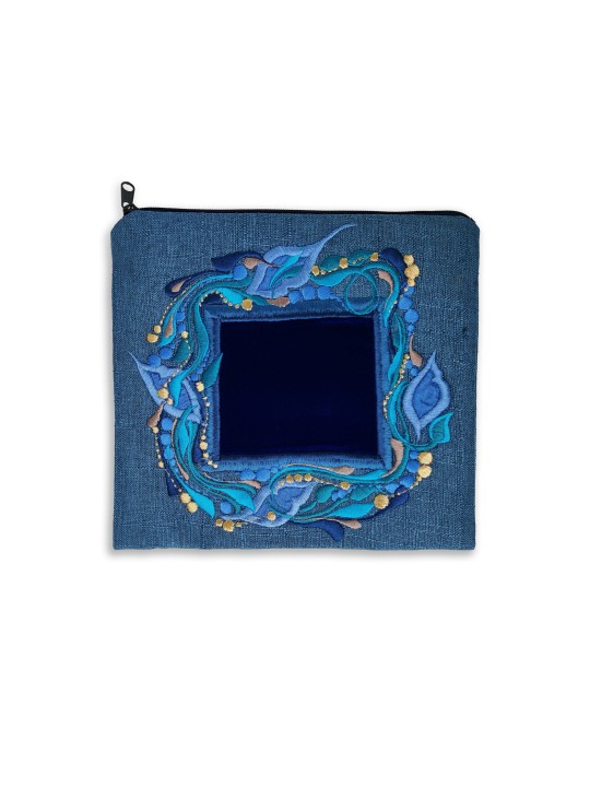 Sac Talit et Tefillin en tissu de velours tissé bleu S, Tallit et Tefill