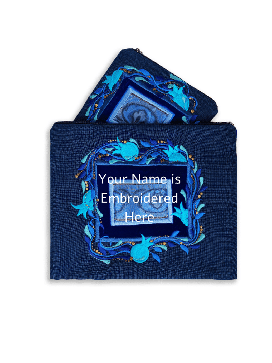 Traditional Blue Tallit and Tefillin Bags From Wov , Tallit and Tefill