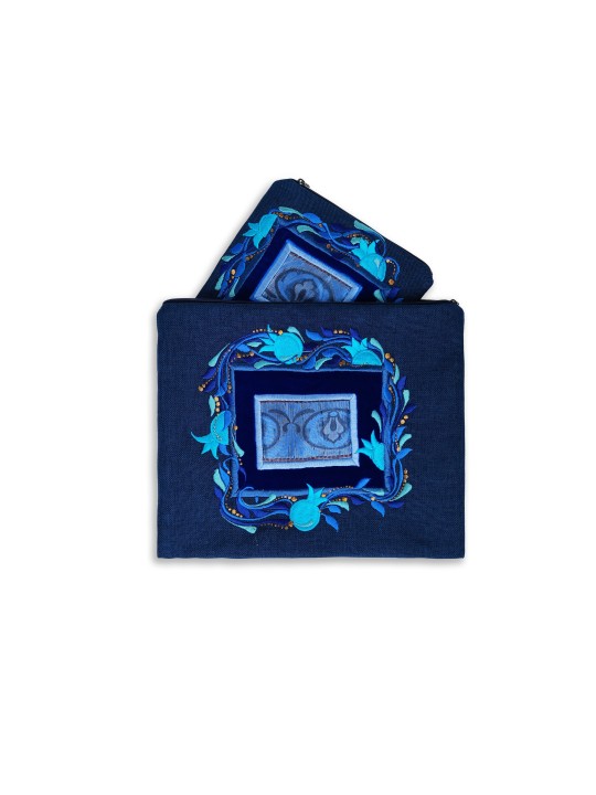 Sacs traditionnels bleus de Talit et Tefillin de Wov, Tallit et Tefill