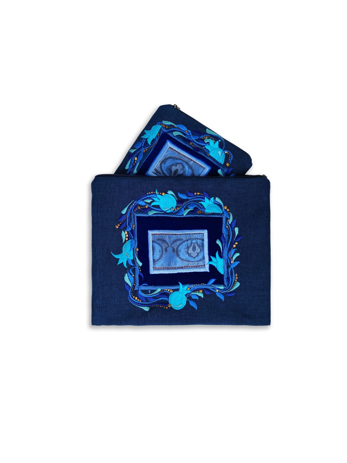 Sacs traditionnels bleus de Talit et Tefillin de Wov, Tallit et Tefill