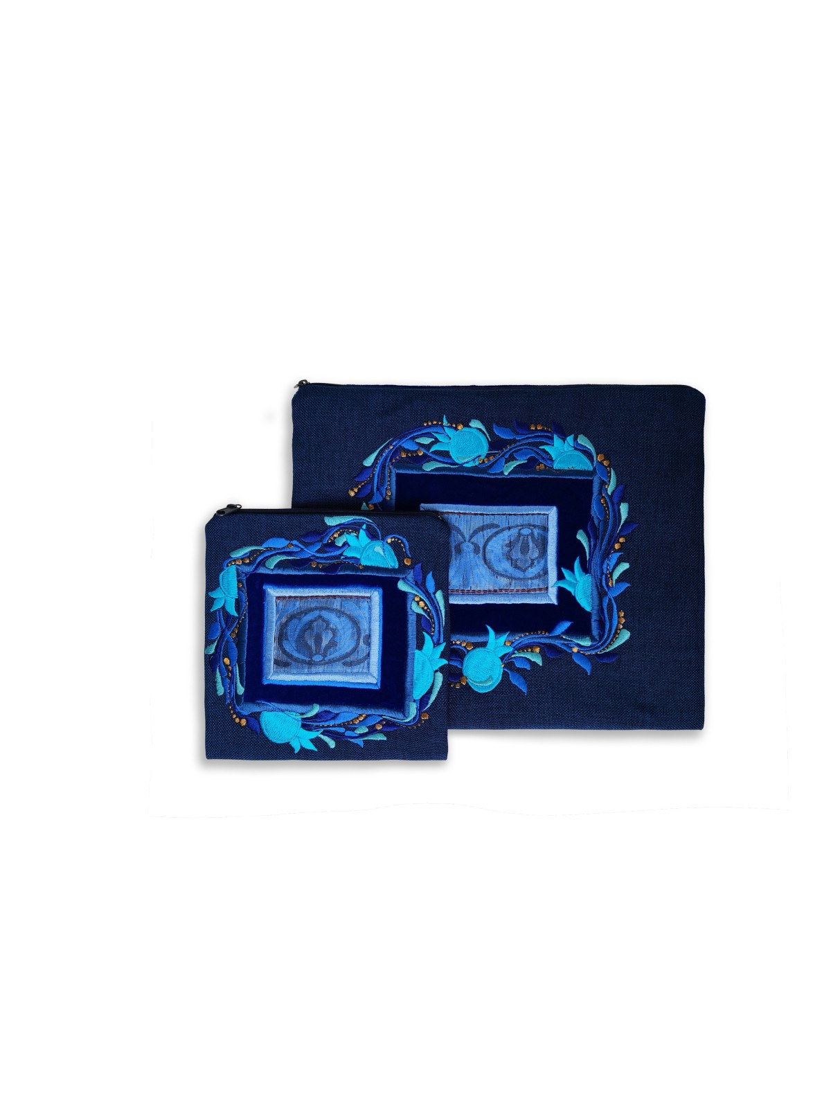 Sacs traditionnels bleus de Talit et Tefillin de Wov, Tallit et Tefill